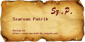 Szarvas Patrik névjegykártya