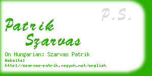 patrik szarvas business card